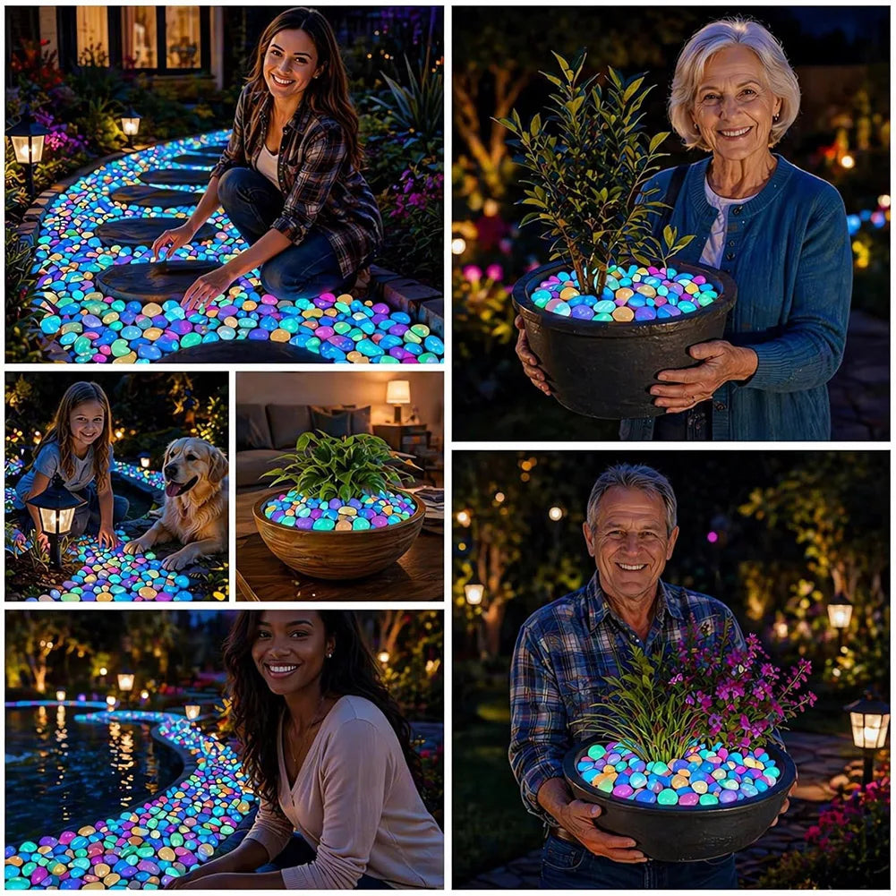 Glow in the Dark Pebbles – 200pc Luminous Garden & Aquarium Stones