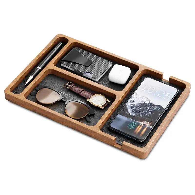 Wooden Office Desktop Storage Box Solid Wood Partition Mobile Phone
