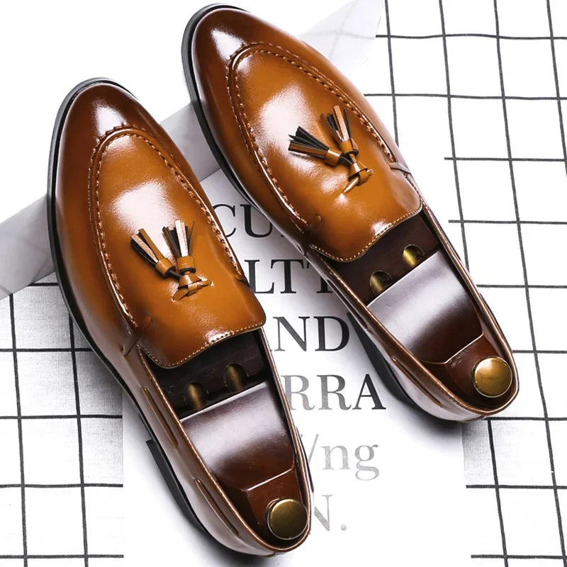 Men's Italian Style Leather Loafers – Luxury Slip-On Casual Shoes