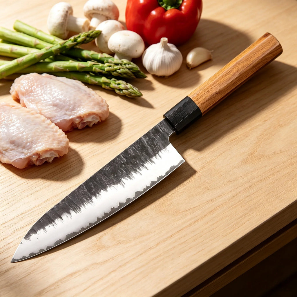 Hand Forged Japanese Chef Knife – Clad Steel Sushi Slicer