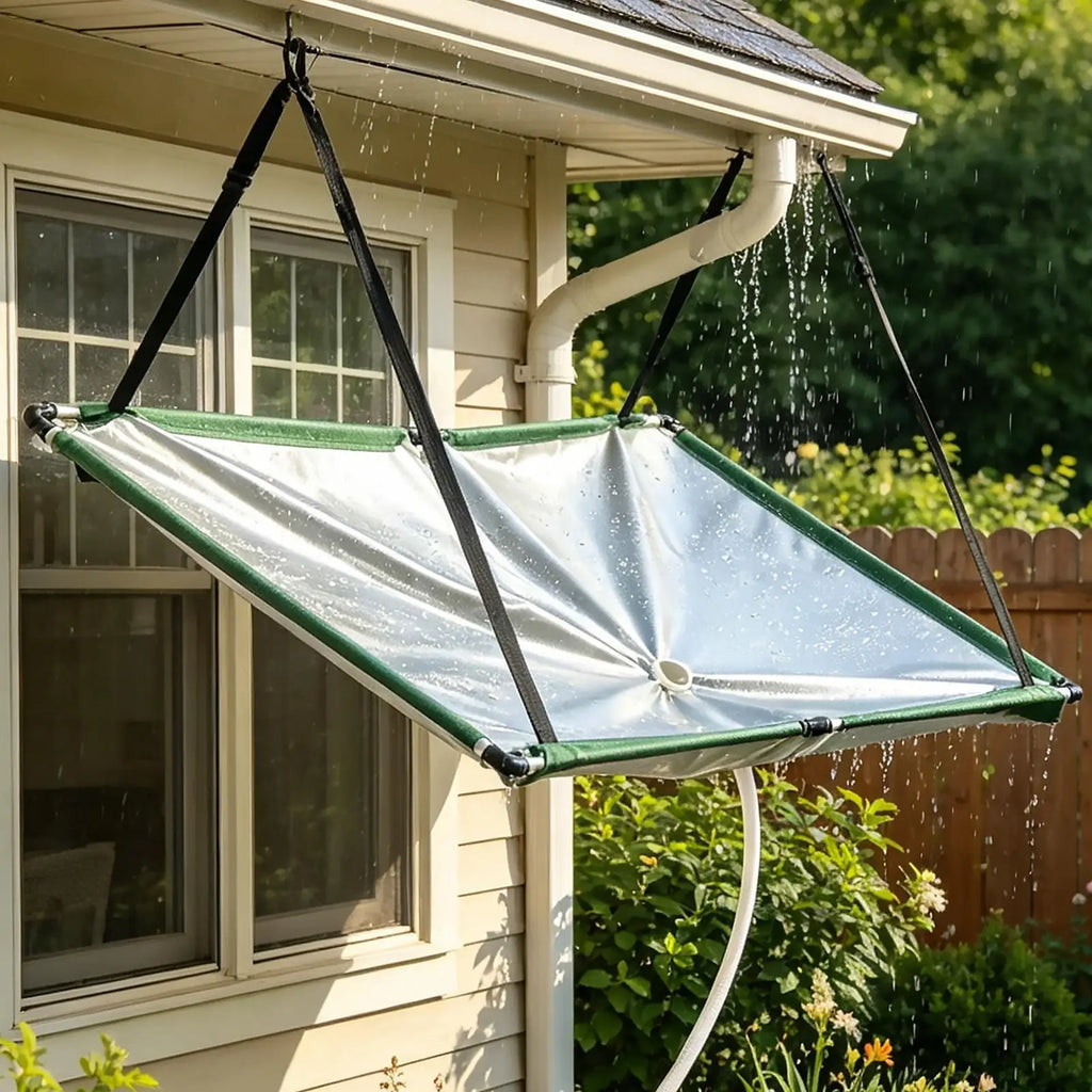 Outdoor Rain Collector with Hose – Garden Rainwater Harvester