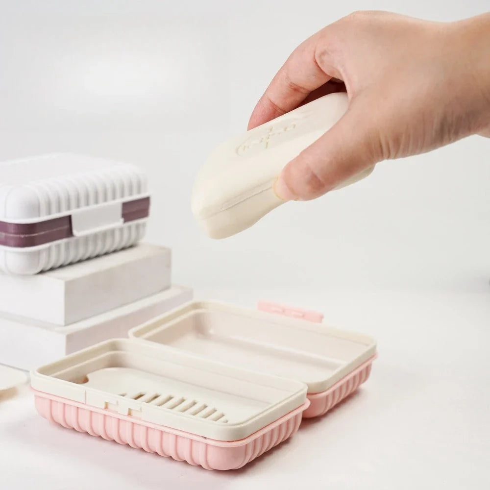 Compact Soap Dish Lid Keeps Dry Bathroom Travel Home Essentials