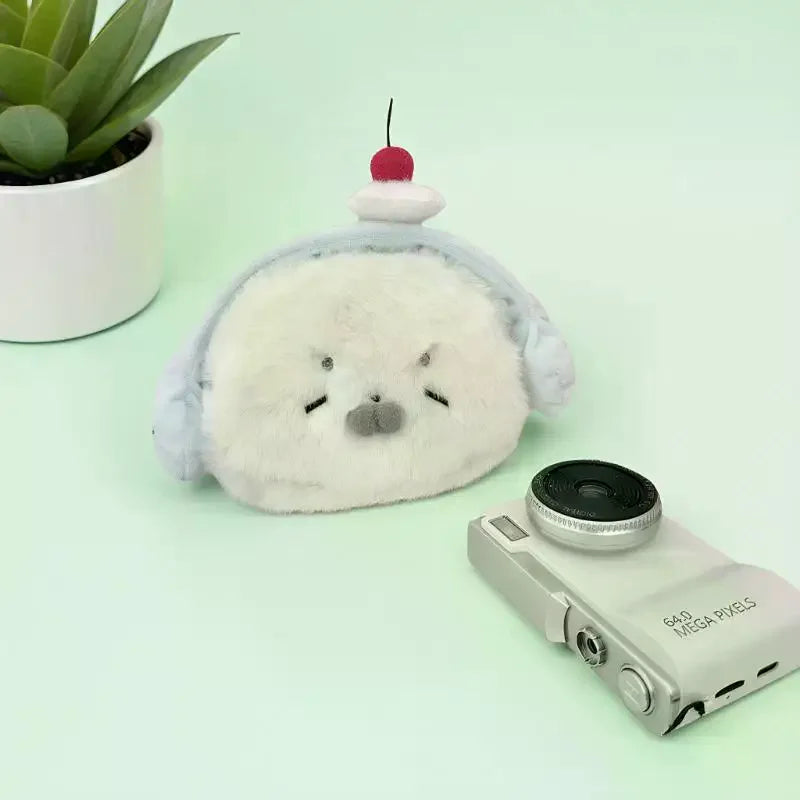 Cute Plush Snowman Coin Purse – Zippered Mini Wallet for Kids