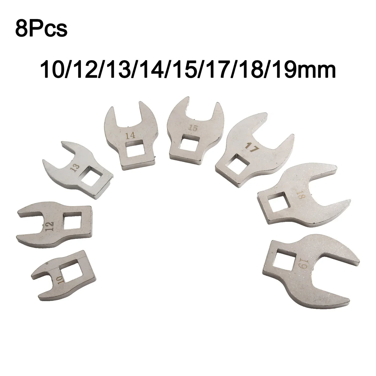 8-Piece 3/8" Drive Metric Crowfoot Wrench Set 10–19mm