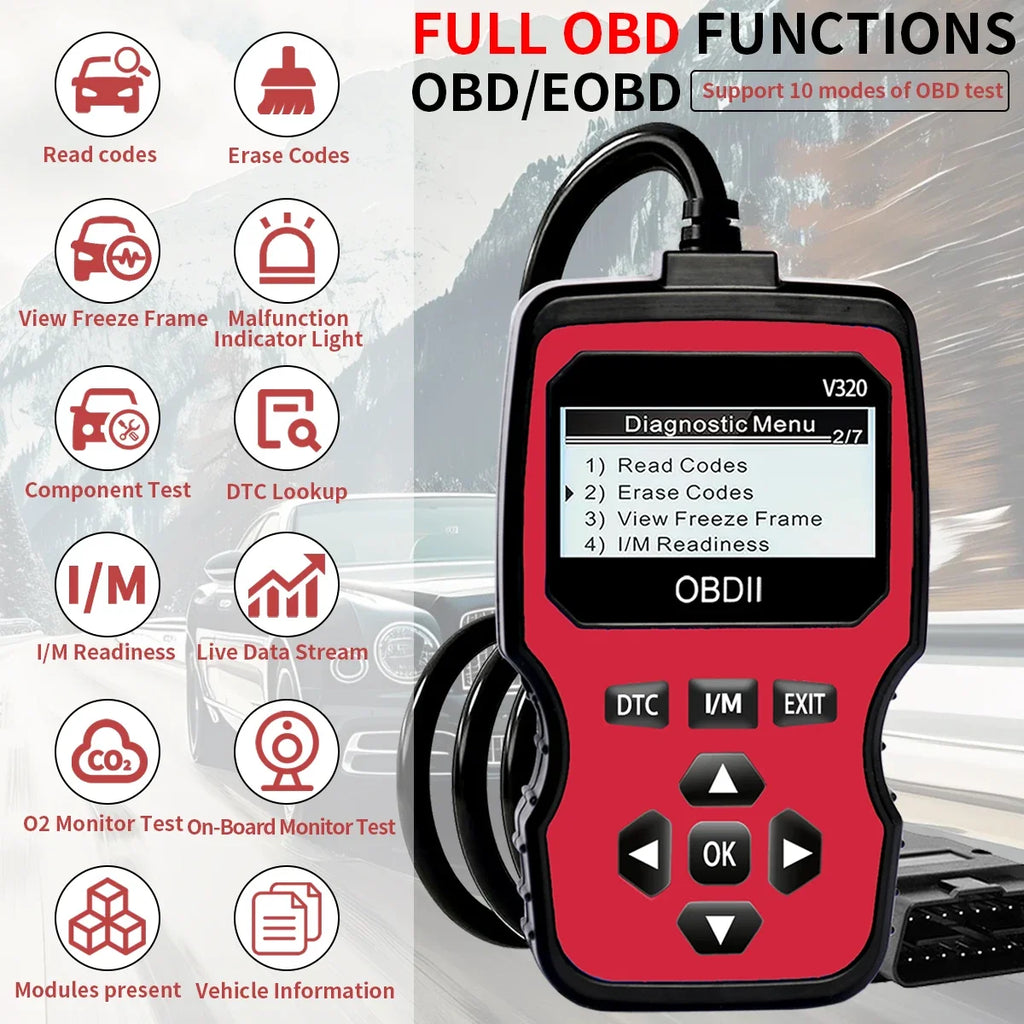 OBD2 Scanner – Fault Code Reader with Live Data & Voltage Tester