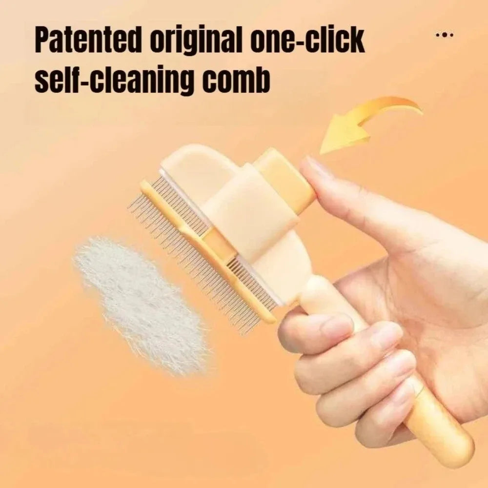 Self-Cleaning Steel Dog Comb – Detangling & Hair Removal Tool