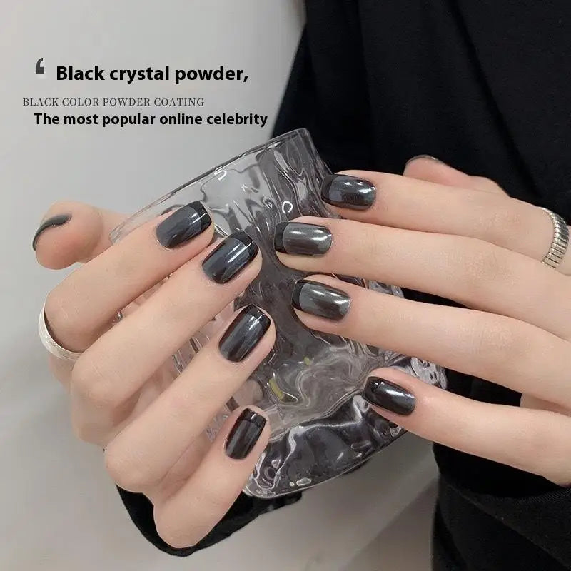Black Crystal Glitter Nail Powder | Sequin Shimmer Nail Art