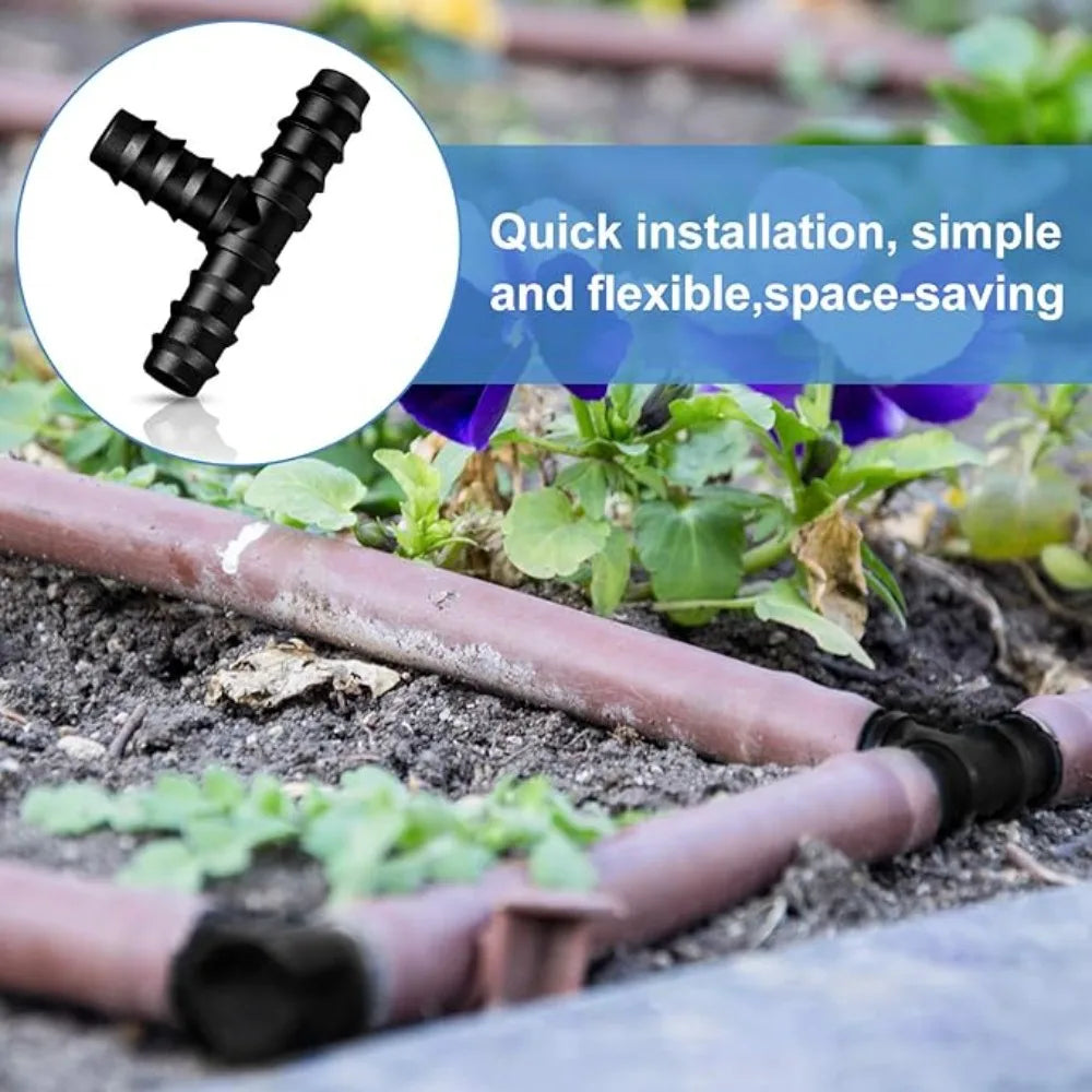 10-Pc 1/2" Drip Irrigation Fittings Kit – Tee, Elbow & Plug