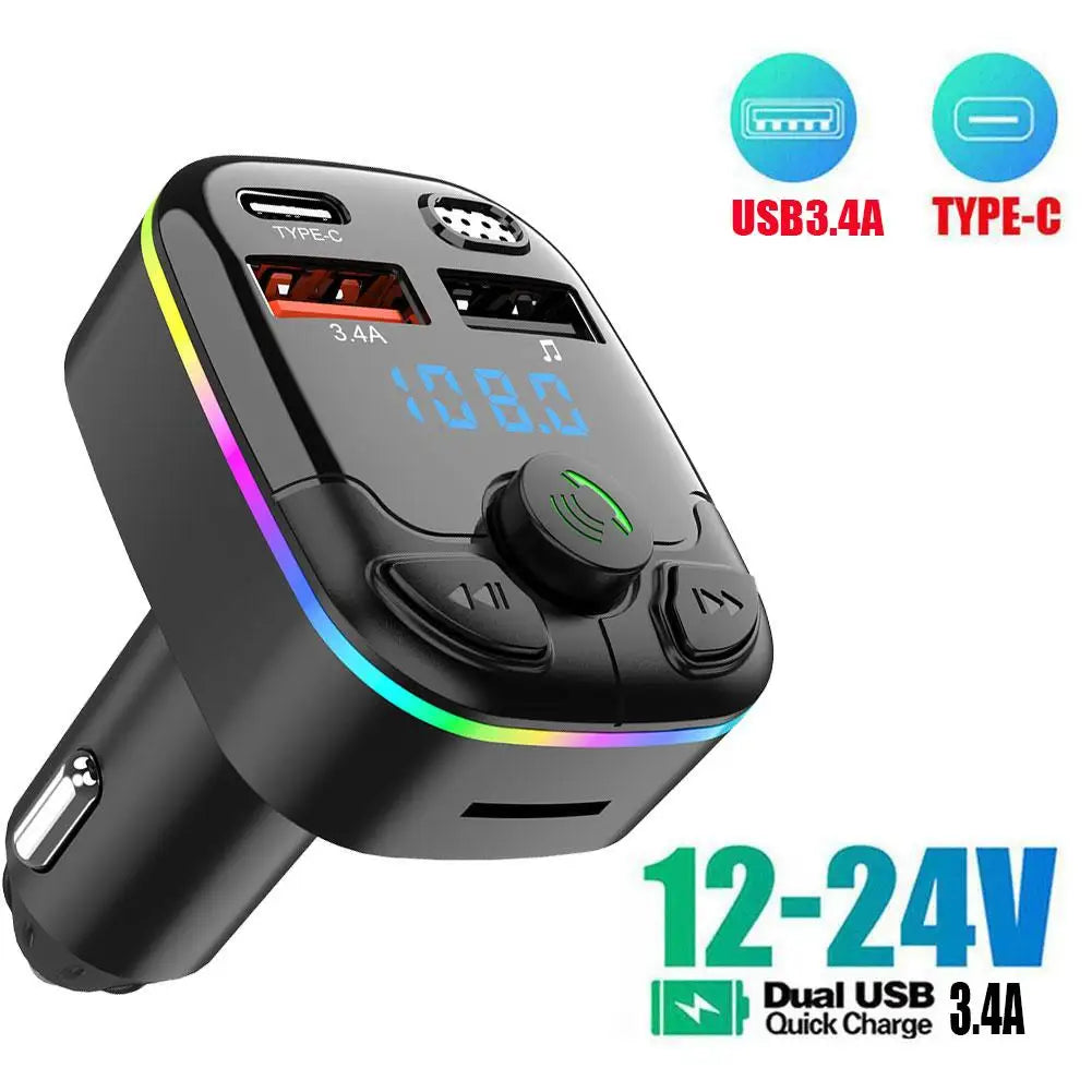 Bluetooth 5.0 Car FM Transmitter | Dual USB PD Fast Charger