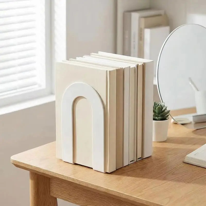 L-Shaped Iron Bookends Set of 2 – Non-Slip Desk Book Stand