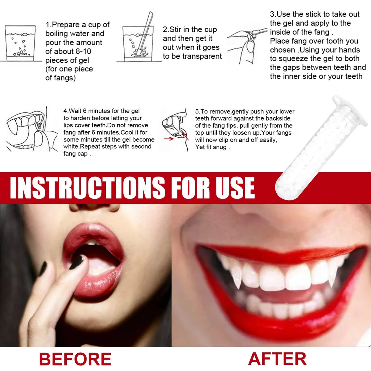 Retractable Vampire Fangs – Halloween Zombie Teeth Cosplay Props