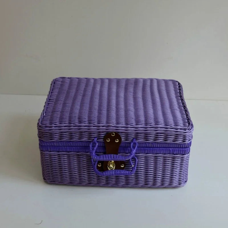 Retro Rattan Woven Storage Basket – Portable Handheld Organizer