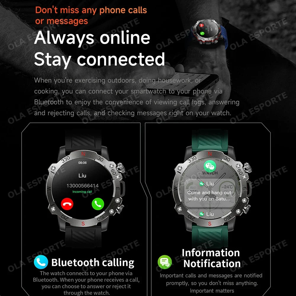 Dual-band GPS Military Smart Watch 5ATM Water-resistant 300mAh