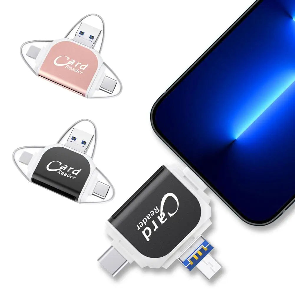 4-in-1 USB-C Card Reader Hub – SD & TF Multiport Adapter