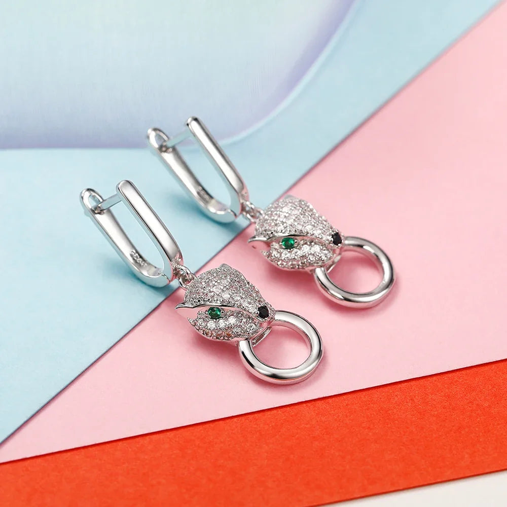 Huitan Leopard Green Eyes CZ Drop Earrings – Hip Hop Rock