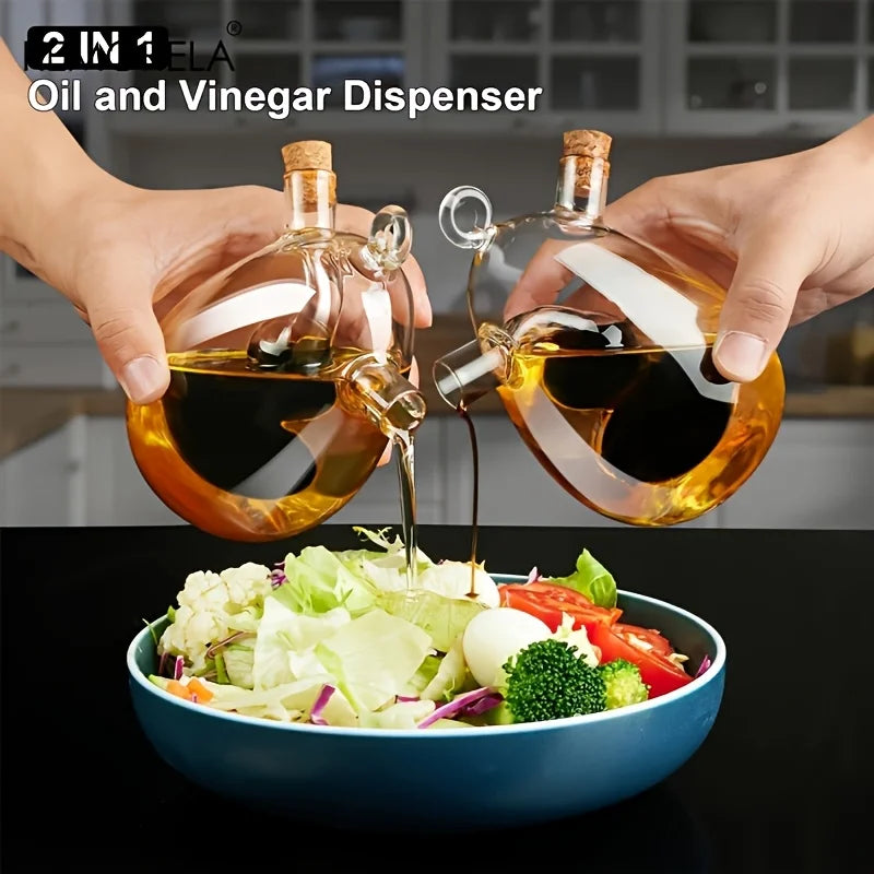 KEMORELA 2-in-1 Glass Oil & Vinegar Dispenser Bottle 350ml