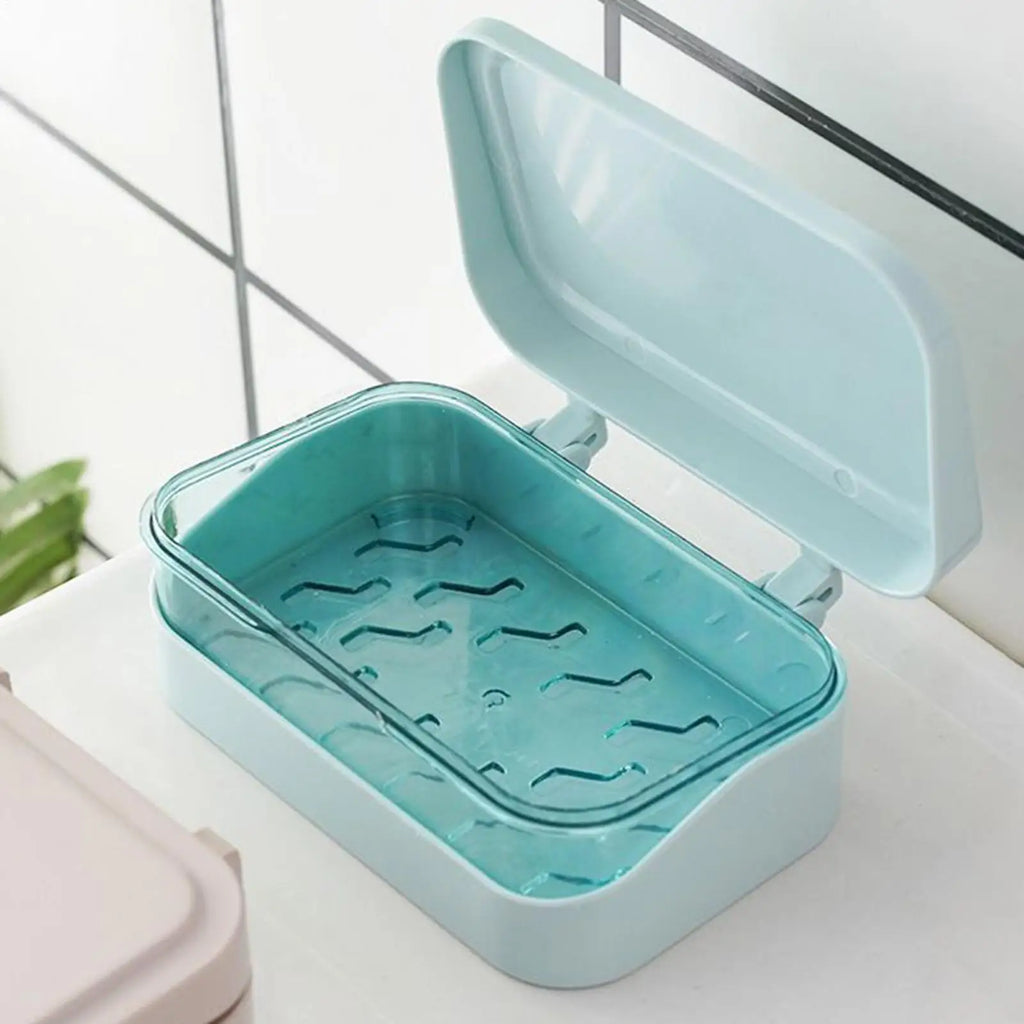 Double Layer Soap Dish with Lid – Dustproof Travel Soap Case