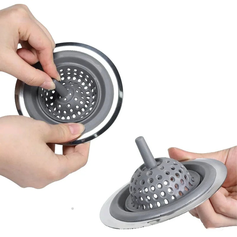 Silicone & Steel Sink Strainer – Hair Catcher & Drain Filter