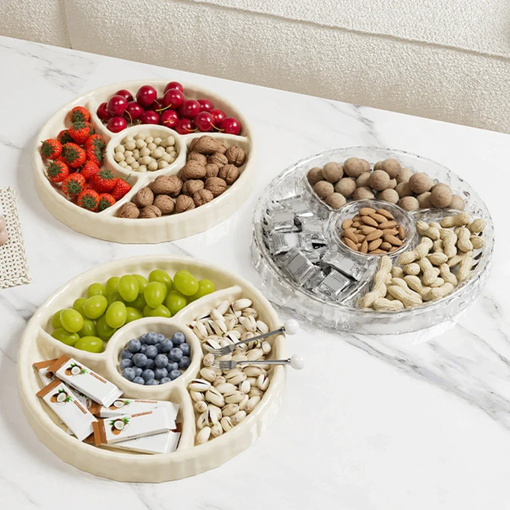 Multi-Compartment Snack & Fruit Serving Tray | Nut Candy Plate