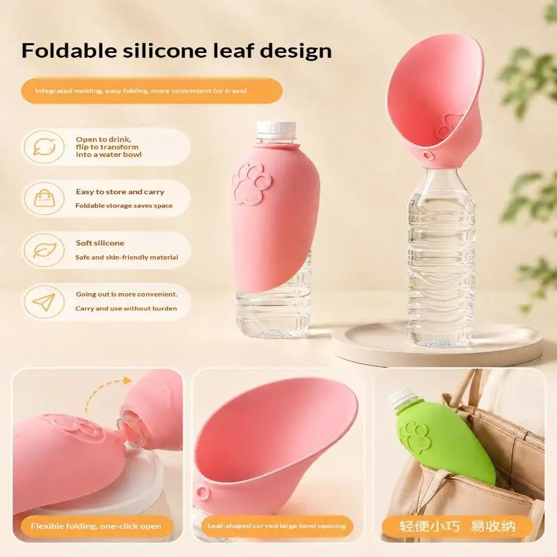 Portable Dog Water Bottle with Foldable Silicone Bowl – BPA-Free