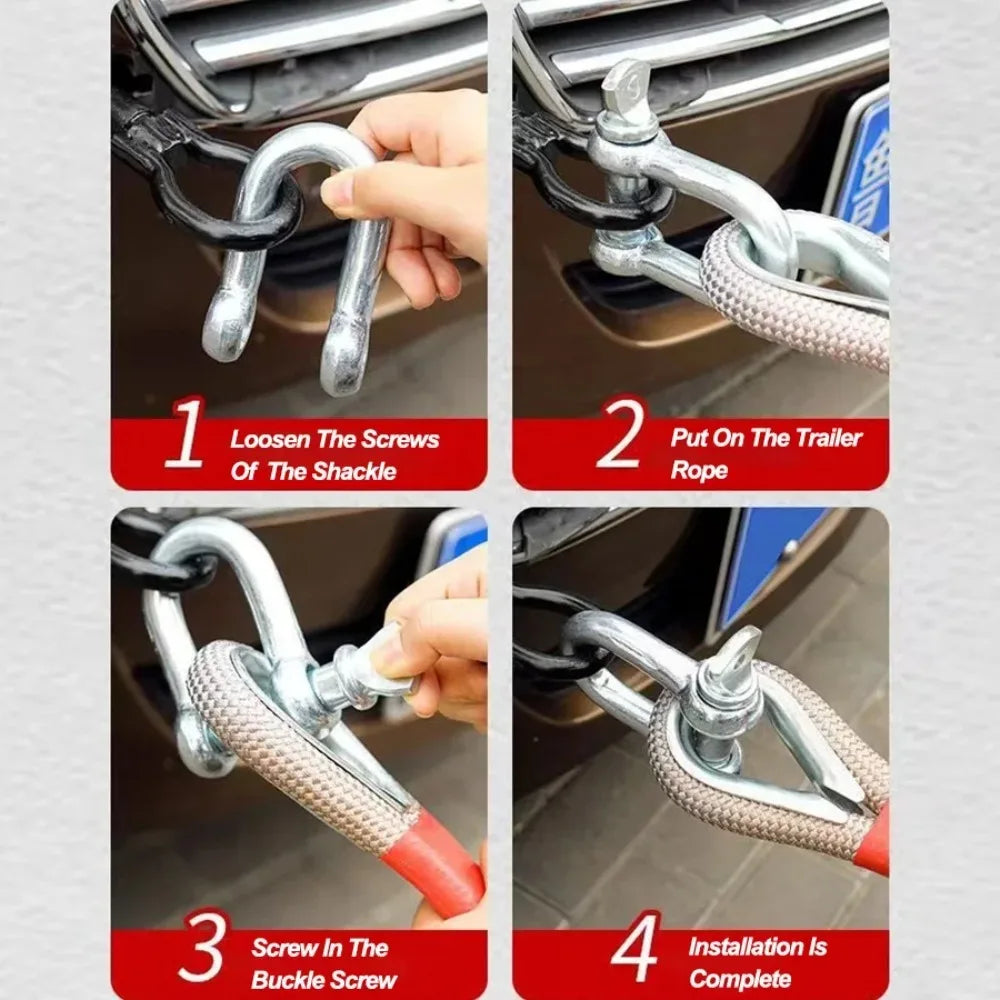 Upgraded Heavy Duty Car Tow Rope Off Road Strap Hook Wear-resistant