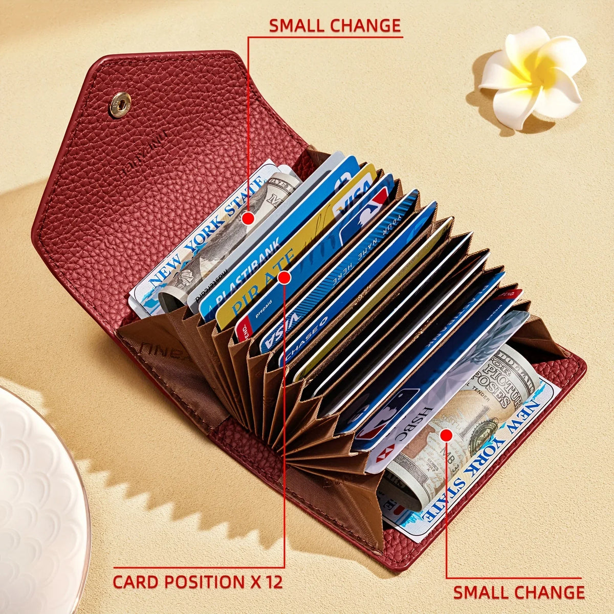 BANYANU Retro Top Grain Leather Mini Wallet – 12 Card Slots