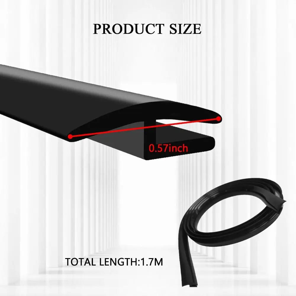 1 7M 5 6Ft Length Car Windshield Cowl Rubber Seal Strip H-shape