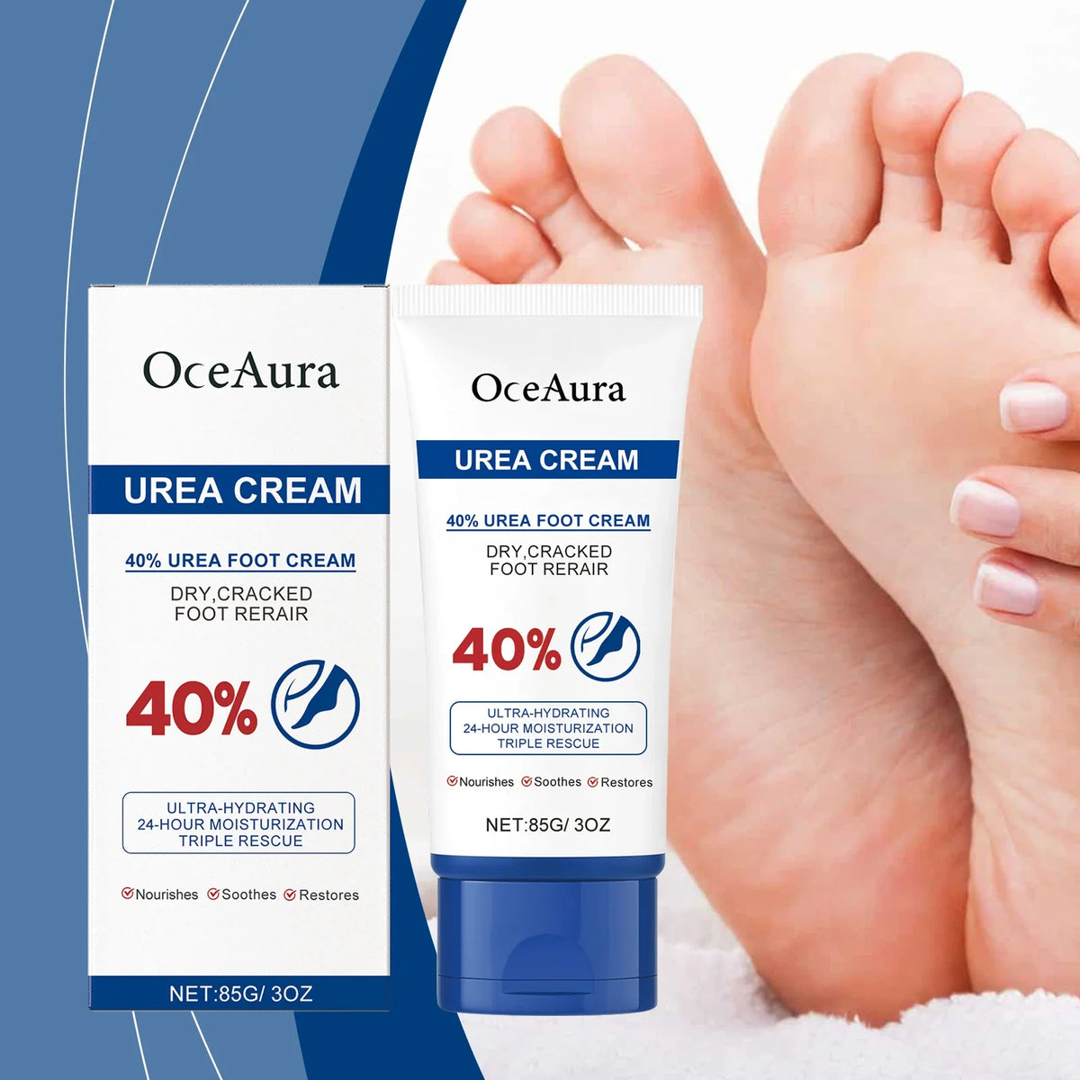 OceAura 40% Urea Foot Cream – Deep Moisture & Soft Heels