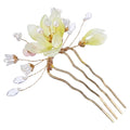 Green Floral Resin Hair Clip Comb Barrette for Women & Girls