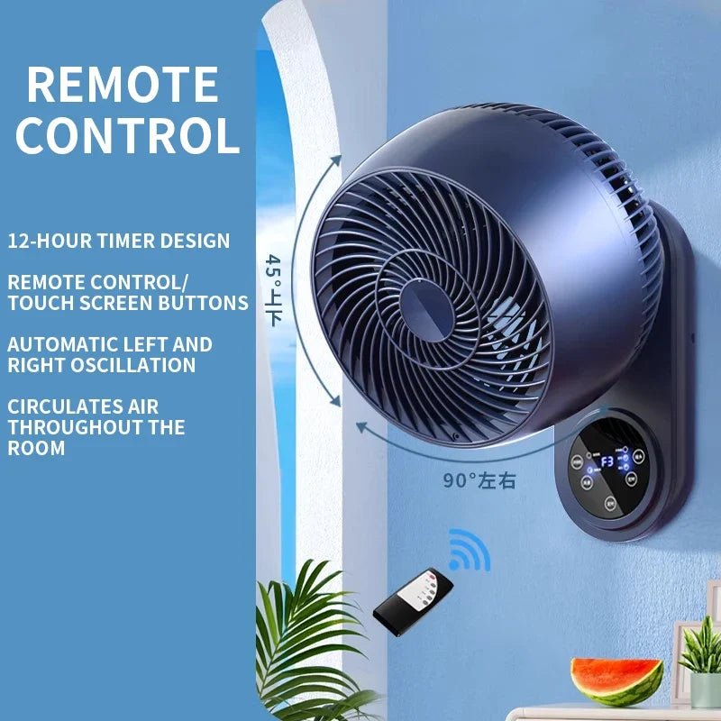 Wall-Mounted Air Circulation Fan | Remote & Voice Control