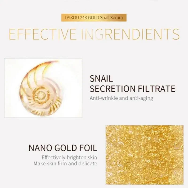 LAIKOU 24K Gold Snail Face Serum 100ml – Brighten & Firm