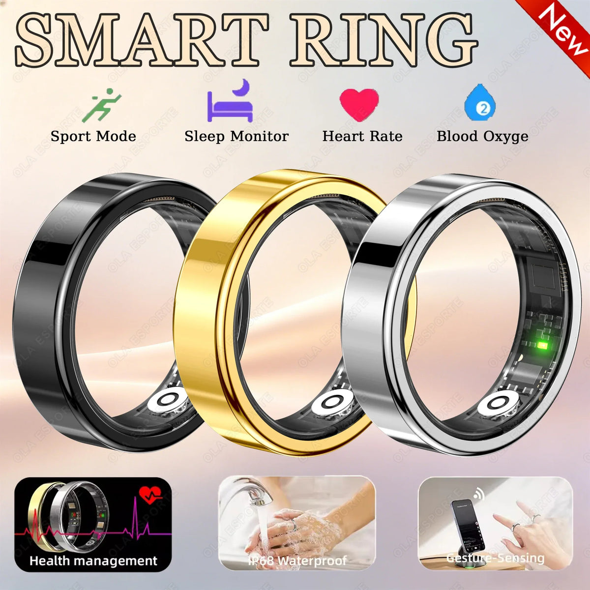 2026 Smart Ring Men Women Heart Rate Blood Oxygen Sleep Monitor
