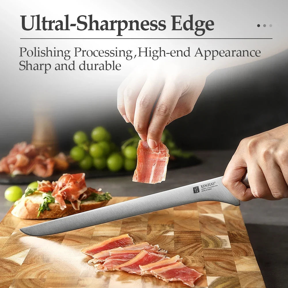 XINZUO 10" Ham Slicing Knife – German 1.4116 Steel Sandalwood