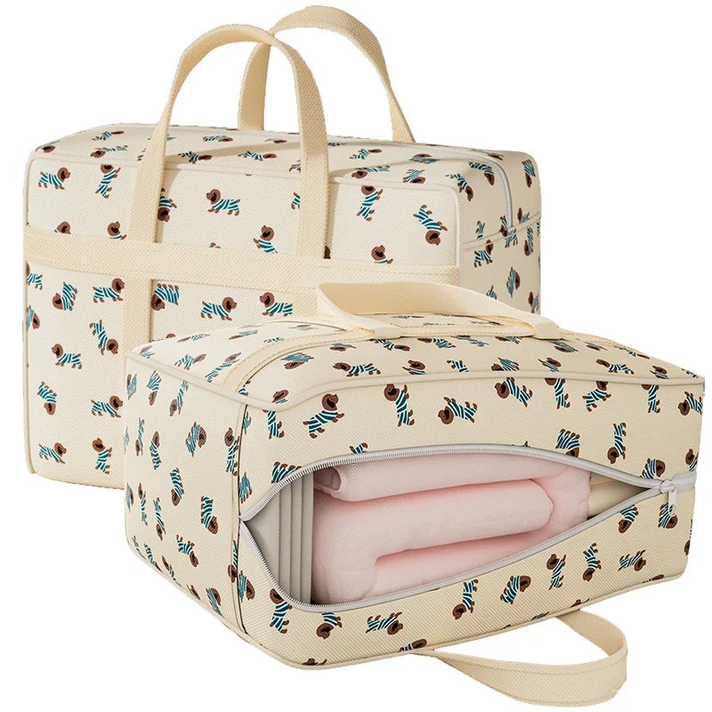 Foldable Luggage Organizer Bag Cute Puppy Pattern Large Capacity