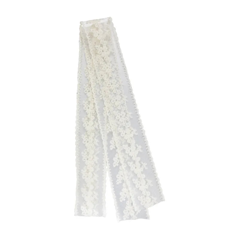 Korean Version Ins Retro Lace Long Silk Scarf Female Personality