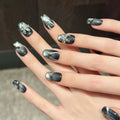 10pcs Cat's Eye Press-On Nails Y2K Silver Punk Ballet | YADORNOS