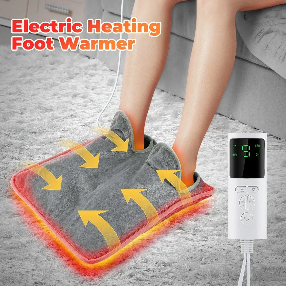 AFDEAL Electric Heated Foot Warmer Pad – Washable Plush 75W