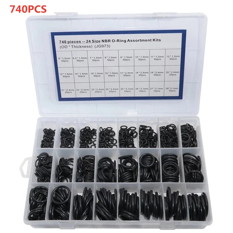 NBR O-Ring Set 740/1200pcs – Nitrile Rubber Oil & Waterproof