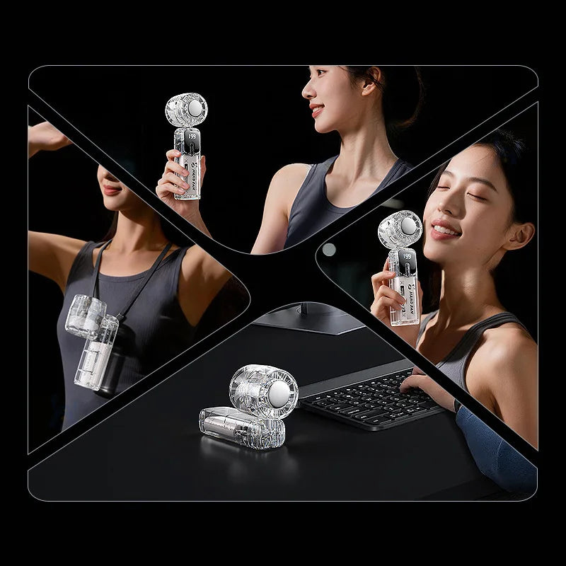 Transparent Mini Portable Fan – Quiet Foldable Handheld Cooler
