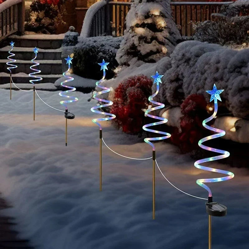 Led Solar Floor Insert Lights Spiral Christmas Garden Lawn Camping