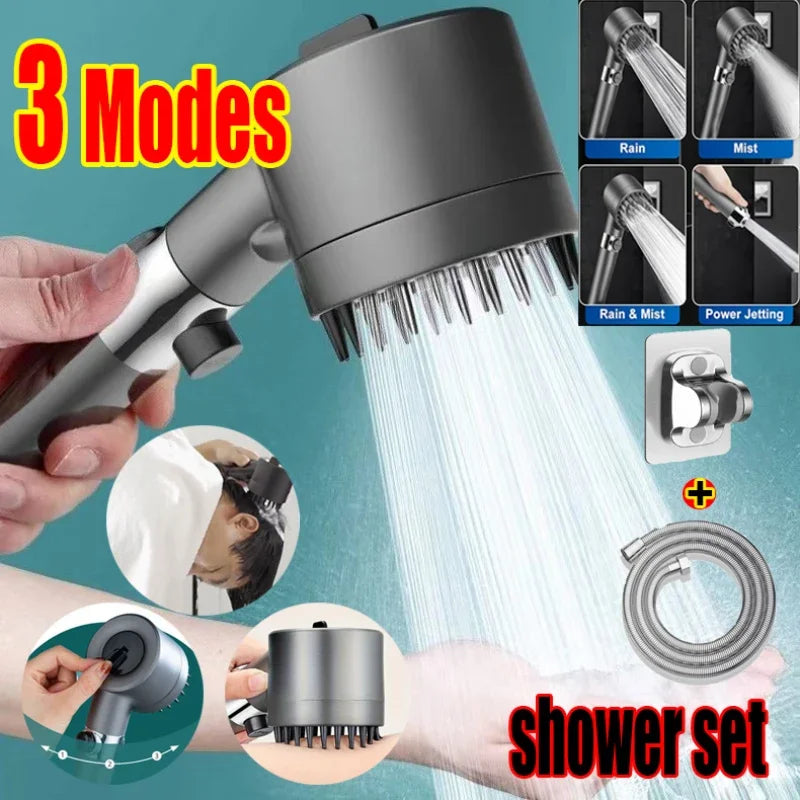 High Pressure Handheld Shower Head | 3-Mode Filtered Spray Set