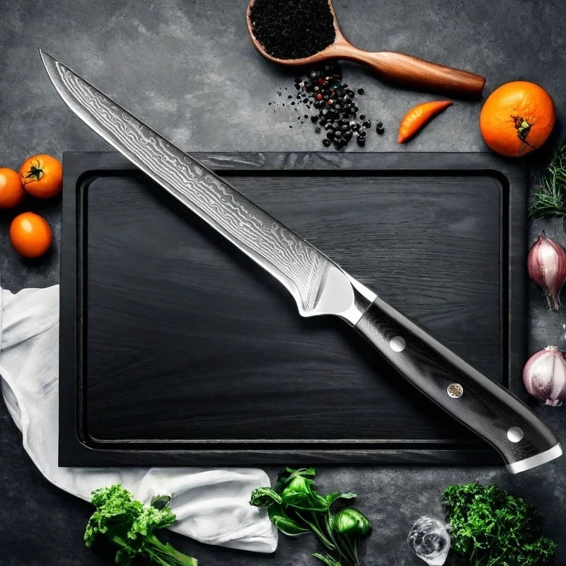 6" 67-Layer Damascus Boning Knife – G10 Handle | Pro Kitchen