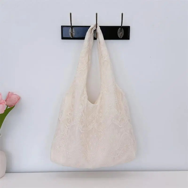 Handmade Lace Organza Tote Bag | Embroidered Elegant Purse