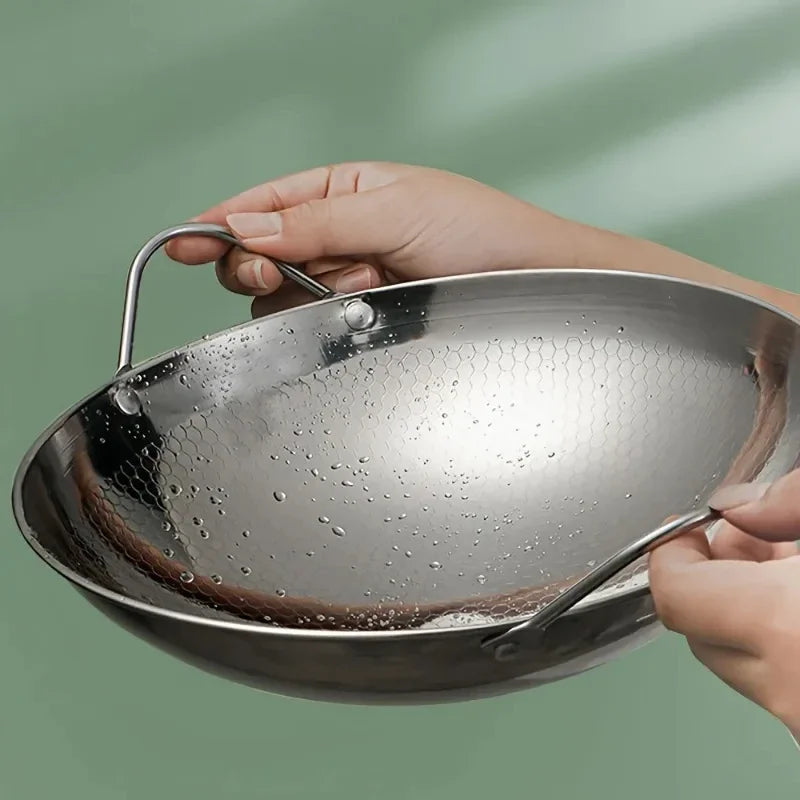 Stainless Steel Honeycomb Skillet Non-stick Handle Scratch-resistant