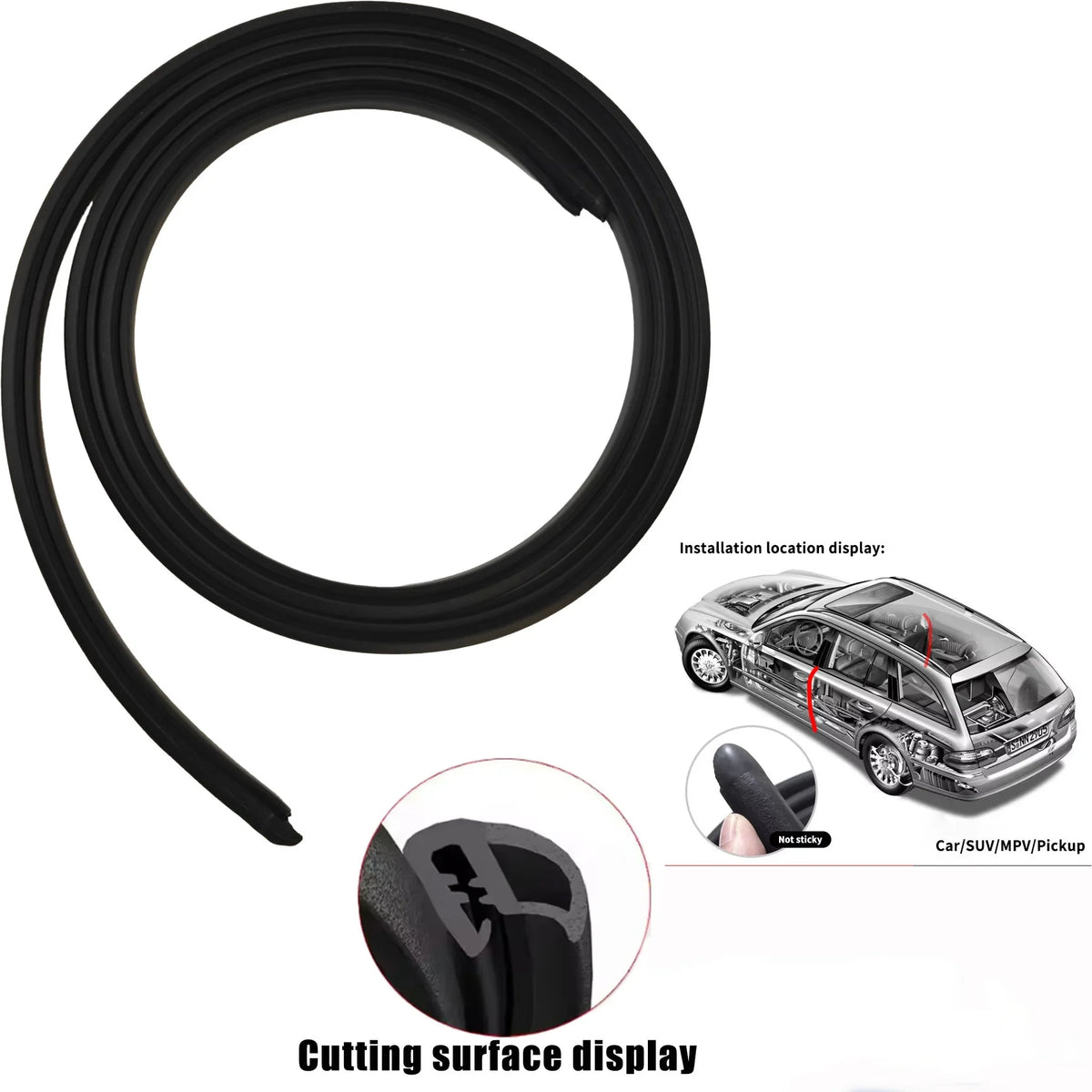 B Pillar EPDM Rubber Seal Strip | 2M Car Door Weatherstrip