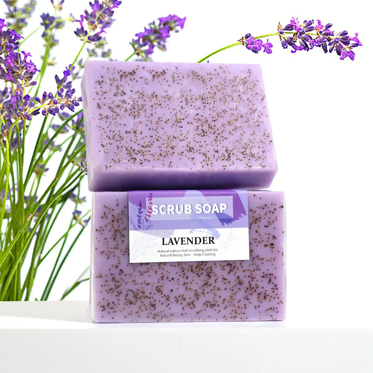 Lavender Essential Oil Handmade Exfoliating Scrub Soap Bar