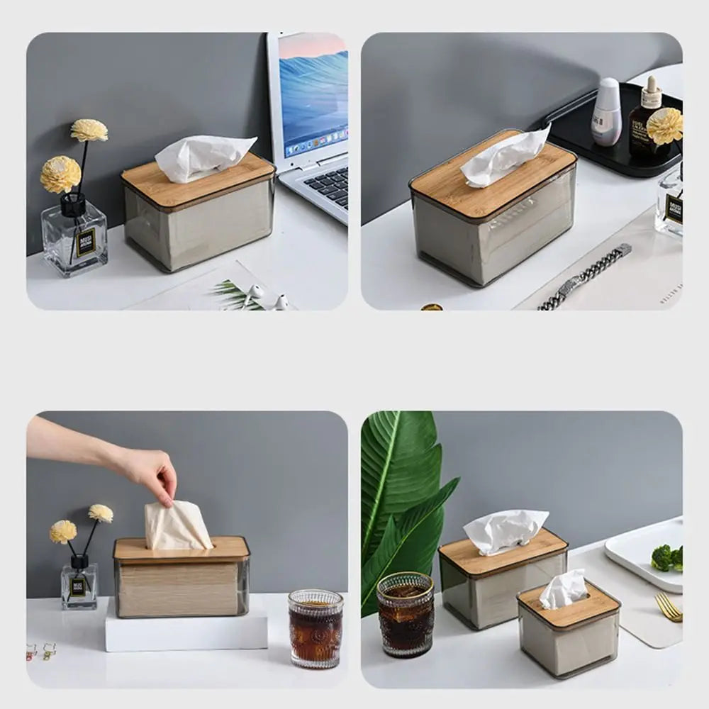 Simple Rectangular Clear Tissue Box Square Paper Living Table Storage