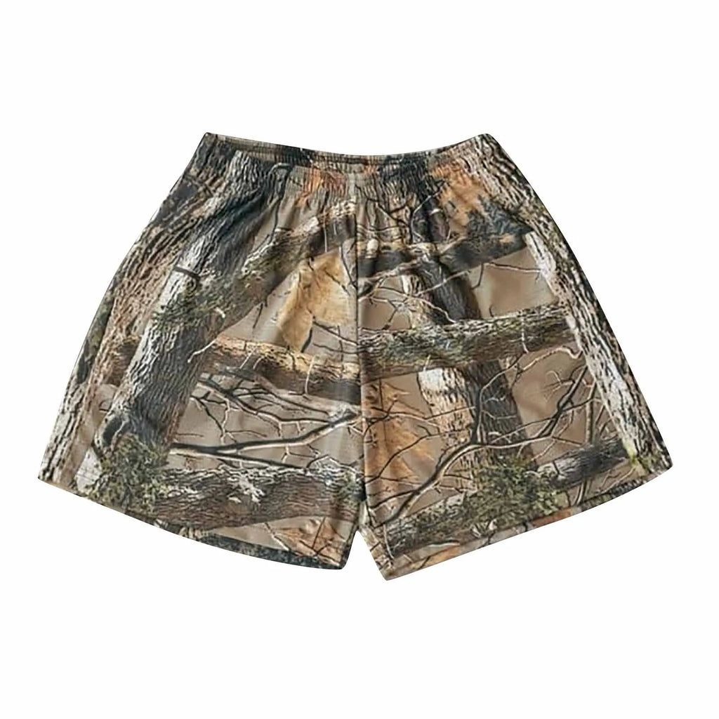 Tree Trunk Print Beach Shorts | Unisex Oversized Casual Trunks