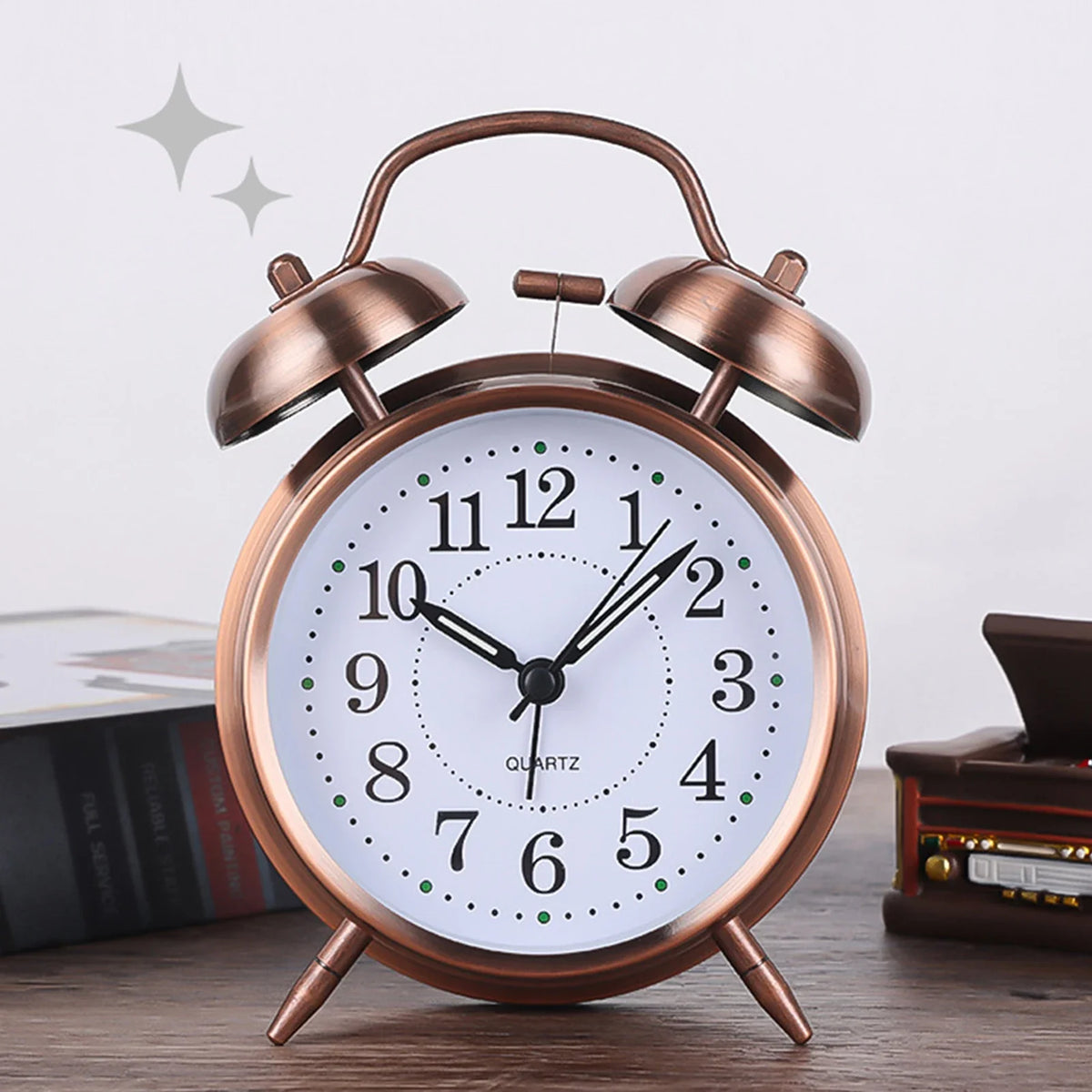 Vintage Twin-Bell Alarm Clock | Silent Sweep & Night Light