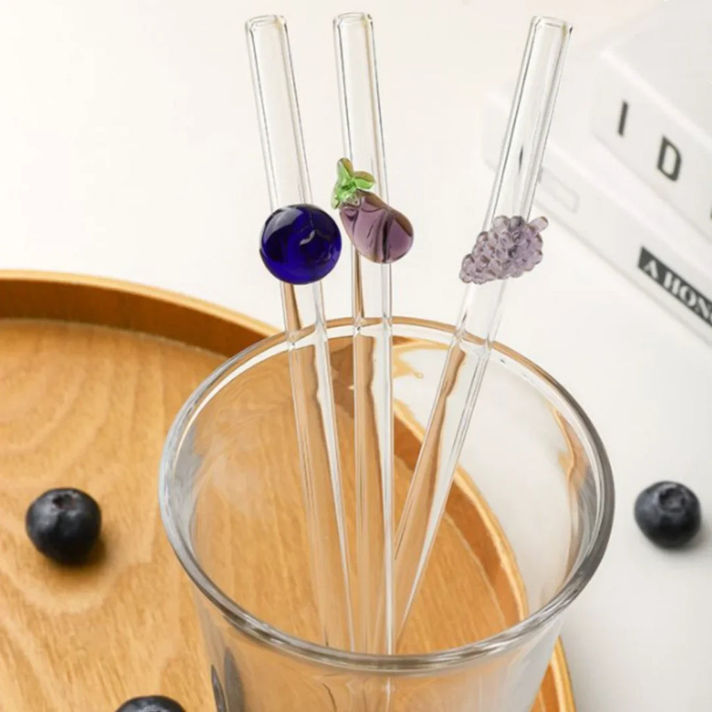Fruit Series Glass Straw Reusable Drinking Straws Heat-resistant